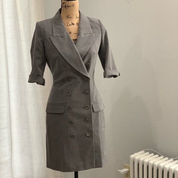 VENUS Dresses & Skirts - Venus grey double breasted suit dress size 2
